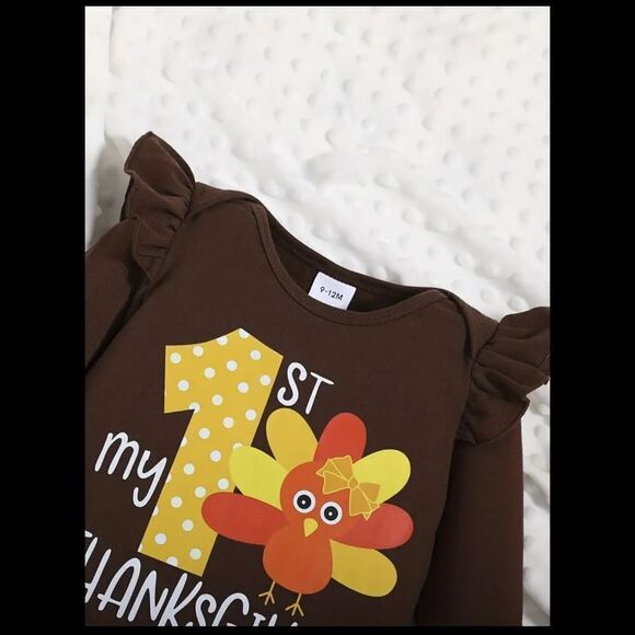 NWT Adorable Baby's First 1st Thanksgiving Turkey Outfit Sz 3-6 Mo - Picture 4 of 8